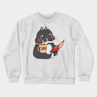 Rabbit working with coffee _ Sean Bunny Crewneck Sweatshirt